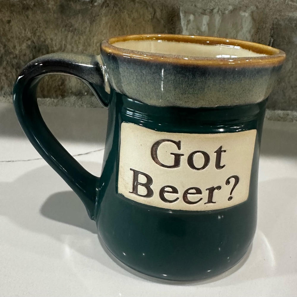 Tumbleweed Pottery "Got Beer?" Large Thick 16oz Glazed Pottery  Coffee Tea Mug.